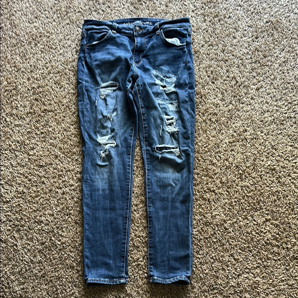 Women's Distressed Blue Jeans